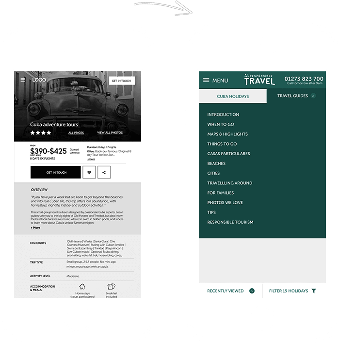 Responsible Travel Wireframing